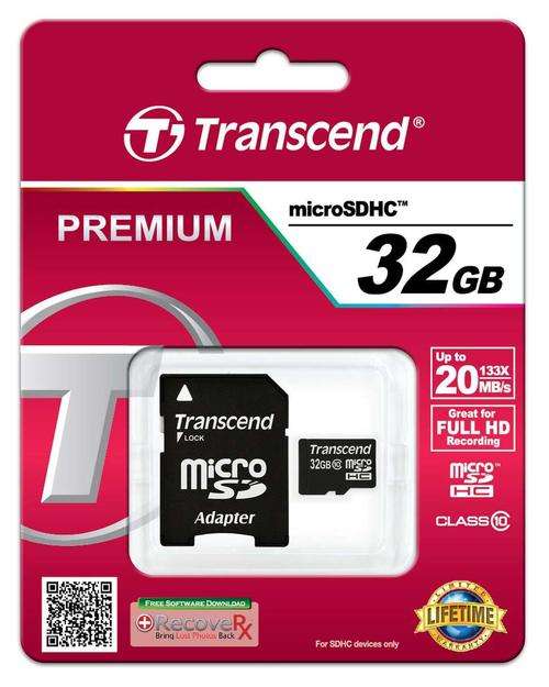 Transcend 32GB 200X Class 10 Micro SD Card with Adapter Up to 30 MB/s