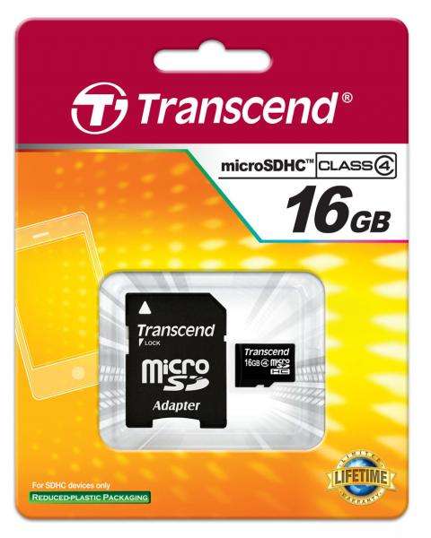 Transcend 16GB Class 4 Micro SD Card with Adapter