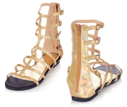 Iridescent Gold Gladiator Sandals