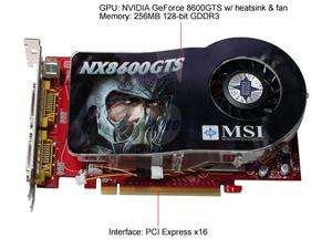 MSI NX8600GTS-T2D256E-OC GeForce 8600 GTS 256MB 128-bit GDDR3 PCI Express