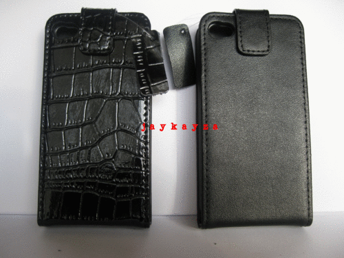 Genuine Leather Case For IPHONE 4  Crocodile or Plain Black  ++SA Stock++