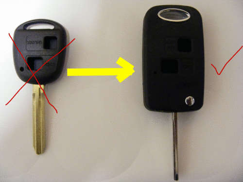Toyota Key 2 button remote Case and Uncut Blade Flip conversion
