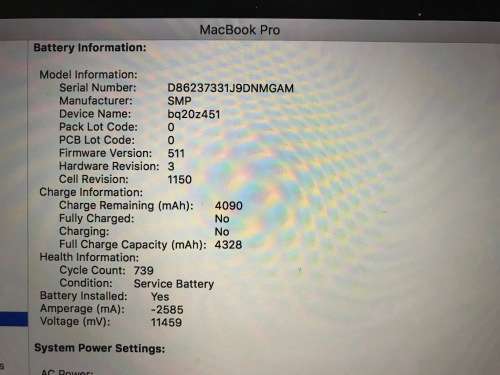 Apple MacBook Pro 15" i7 2.3GHz Retina Display** 8GB** 256 SSD***