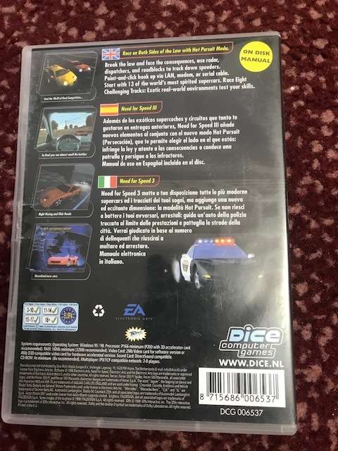 NEED FOR SPEED 3 HOT PURSUIT  (PC)  Good condition !!!  -  (  SAME DAY SHIPPING  ) !!!