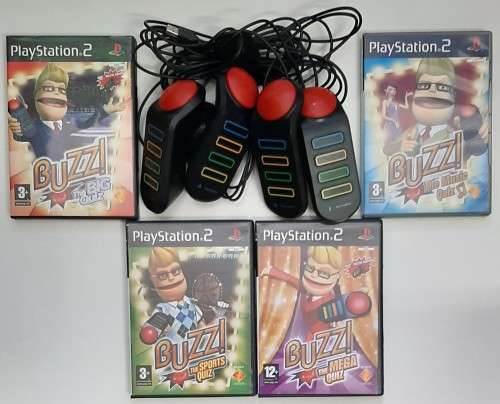 PS2  4 X GAMES BUNDLE WITH  BUZZERS  - HURRY !!! HURRY !!! - SAME DAY SHIPPING !!!