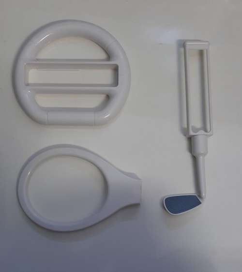 WII TENNIS , GOLF AND STEERING WHEEL SET   '' USED ''    -    SAME DAY SHIPPING !!!