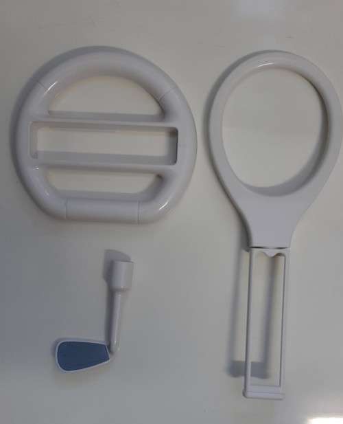 WII TENNIS , GOLF AND STEERING WHEEL SET   '' USED ''    -    SAME DAY SHIPPING !!!
