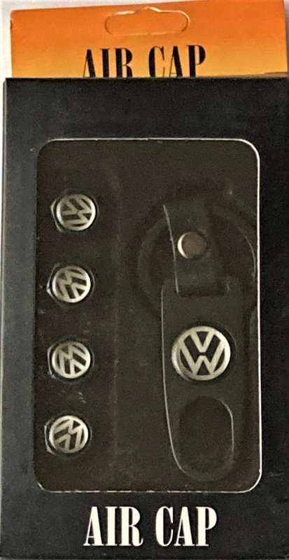VW TYRE VALVE METAL CAP AND KEYCHAIN SET IN GIFT BOX