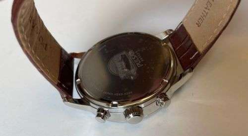 PULSAR MENS CHRONOGRAPH LEATHER STRAP WATCH PT3739X1 PNP