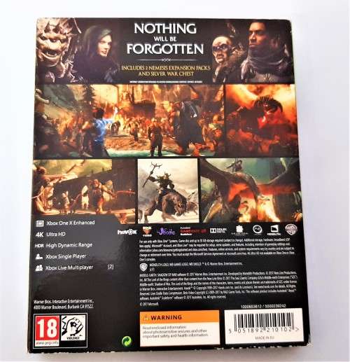 MIDDLE EARTH  SHADOW OF WAR SILVERTON EDITION  (Xbox One)  - Good condition !!  -  SAME DAY SHIPPING