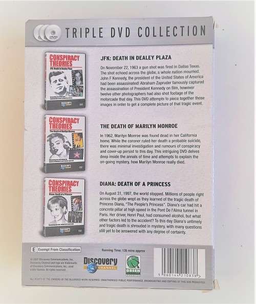 CONSPIRACY THEORIES TRIPLE DVD COLLECTION  DVD  -  Good condition !!!!   -  SAME DAY SHIPPING !!!
