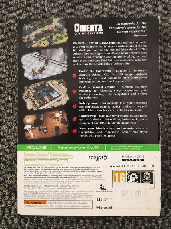 Omerta City of Gangsters     Xbox 360