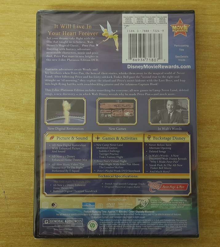 WALT DISNEYS PETER  PLATINUM EDITION DVD  - NEW & FACTORY SEALED -  ` Good classic game for kids `