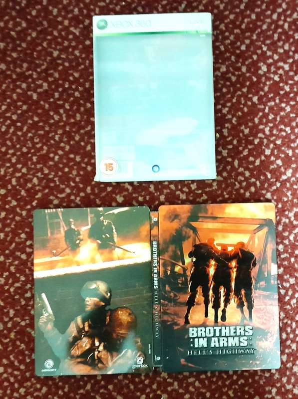 BROTHERS IN ARMS HELLS HIGHWAY STEEL BOOK Xbox 360 - Good condition !! - (  SAME DAY SHIPPING  ) !!!