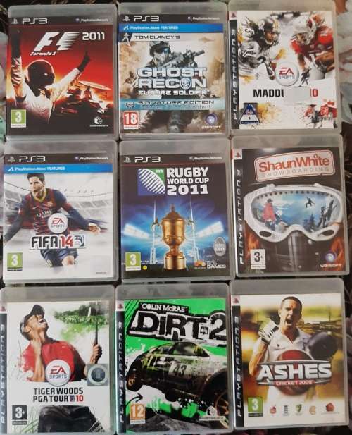 Playstation 3 with 2 controls and 9 games