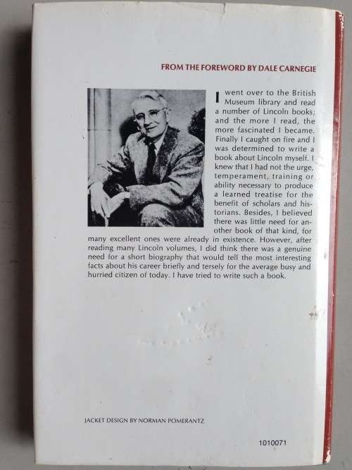LINCOLN THE UNKNOWN. By Dale Carnegie. R85.00