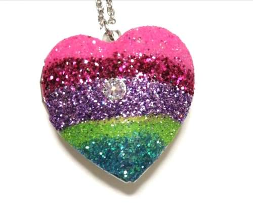 Rainbow shimmer Handpainted locket necklace