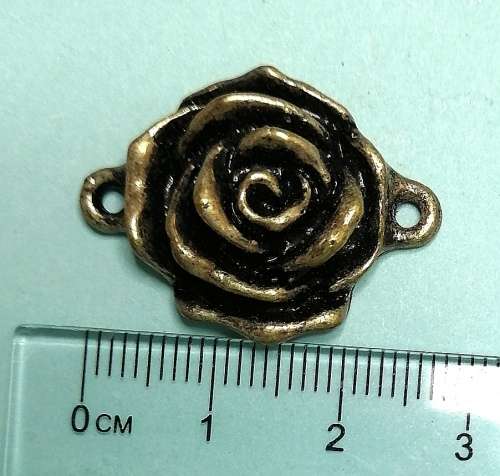 Rose connector charm in antique brass colour