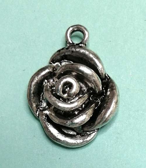 Rose charm in antique silver colour
