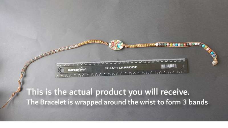 Ladies Natural gemstone and leather bracelet