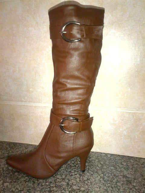 Classy Brown High Heel Boots with buckle detail