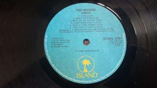 Aswad - Too Wicked - Vinyl LP record - Island Records - 1990 - VG+