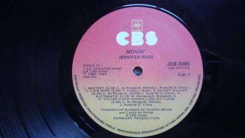 Jennifer Rush - Movin - Vinyl LP record - CBS Records - 1986 - EX