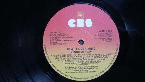 Jennifer Rush - Heart Over Mind - Vinyl LP record - CBS - 1987 - EX