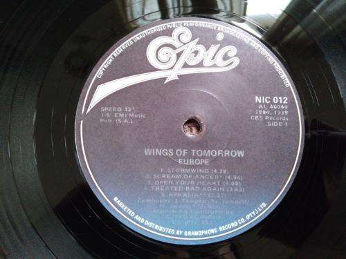 Europe - Wings of Tomorrow - Vinyl LP record - Epic Records - 1989 - EX