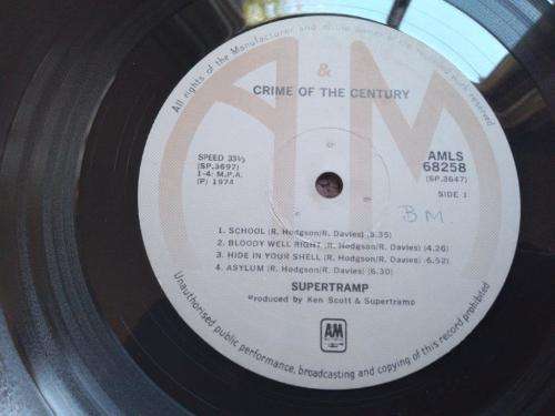Supertramp - Crime of the Century - Vinyl LP record - A&M Records - 1974 - VG