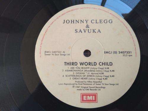Johnny Clegg & Savuka - Third World Child - Vinyl LP record - EMI - 1987 - VG+