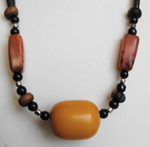 HAND CRAFTED AFRICAN AMBER AND CARNELIAN NECKLACE