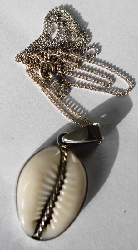 COWRY SHELL SET IN STERLING SILVER