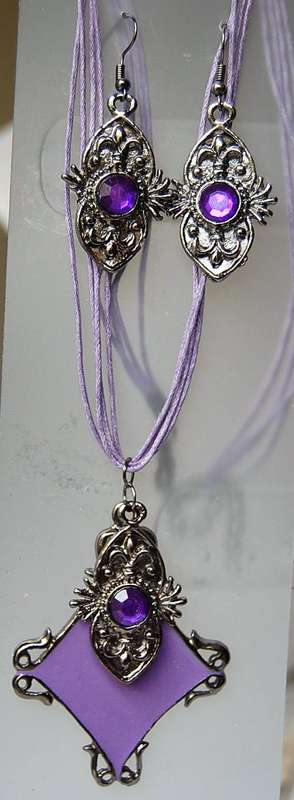 PURPLE PENDANT & EARRING SET
