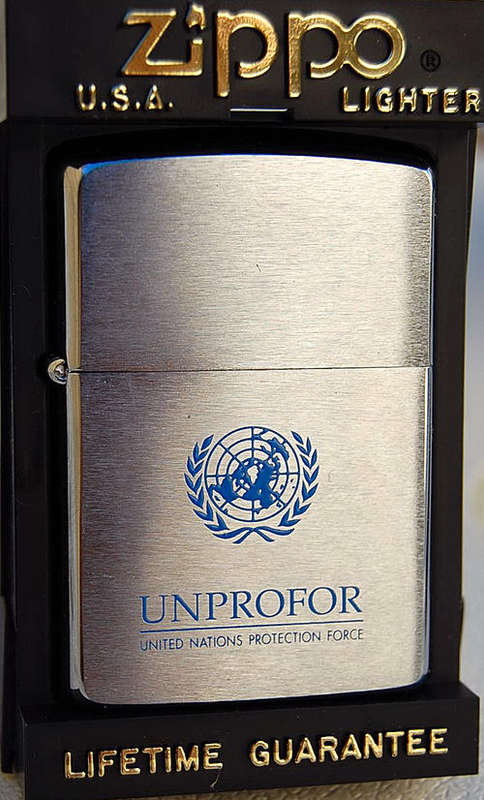 ZIPPO LIGHTER - POLISHED CHROME - " UNPROFOR"