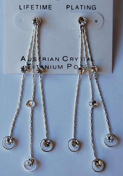 AUSTRIAN CRYSTAL TRIPLE DROP EXTRA LENGTH EARRINGS