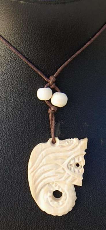 SOLID IVORY CARVED DRAGON PENDANT