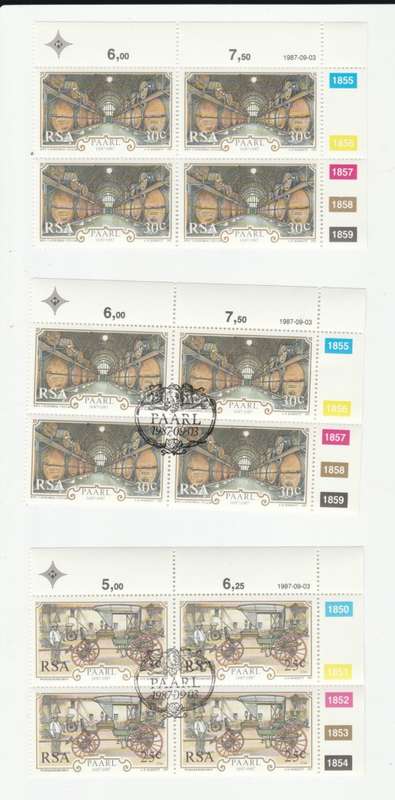 RSA 1987 Paarl 300th Anniversary FDC 4.22 & Blocks