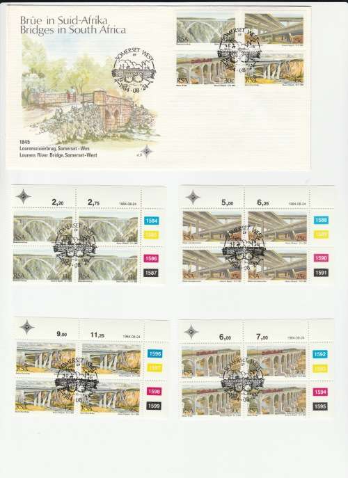 1984 RSA Bridges in South Africa FDC 4.9 & Blocks