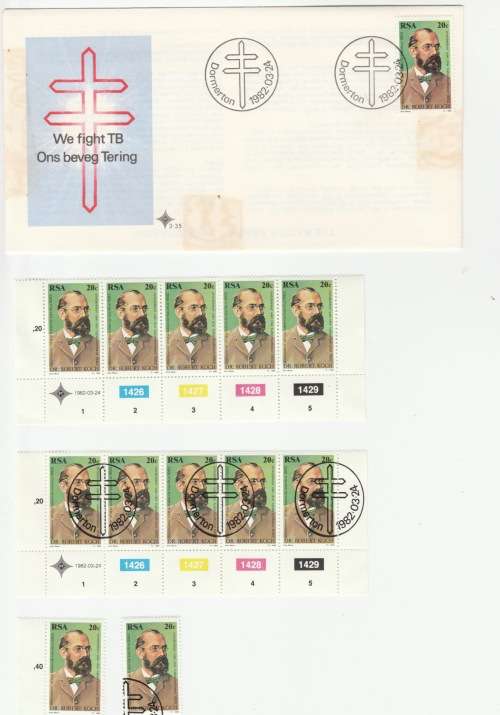 RSA: FDC 3.35: 1982: centenary discovery tubercle bacilus