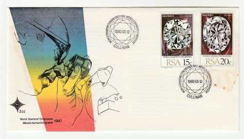 1980 RSA Official FDC 3.22: World Diamond Congress & Blocks