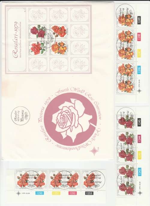 1979 RSA Rosafari Pretoria 1979 Fourth World Rose Convention FDC 3.18 & Blocks & Miniature Sheets