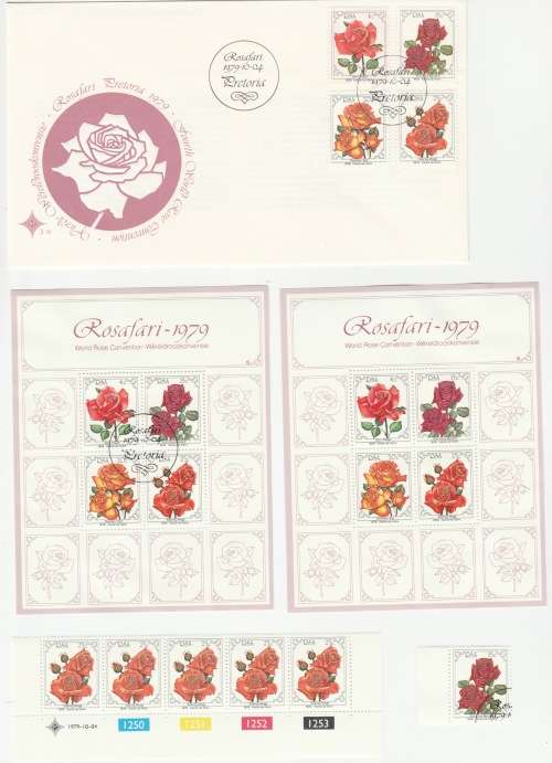 1979 RSA Rosafari Pretoria 1979 Fourth World Rose Convention FDC 3.18 & Blocks & Miniature Sheets