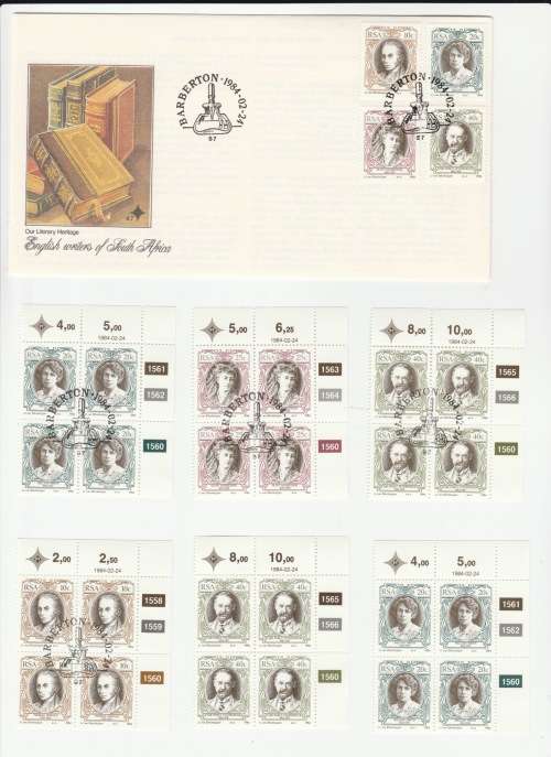 1984 English Writers of South Africa Barberton  FDC 4,7