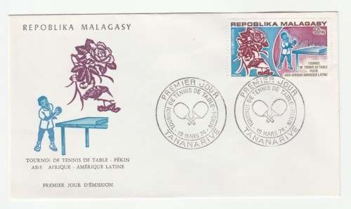 1974 Madagascar Premier Jour - Tennis Table Tournament FDC