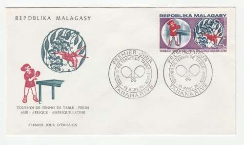 1974 Madagascar Premier Jour - Tennis Table Tournament FDC