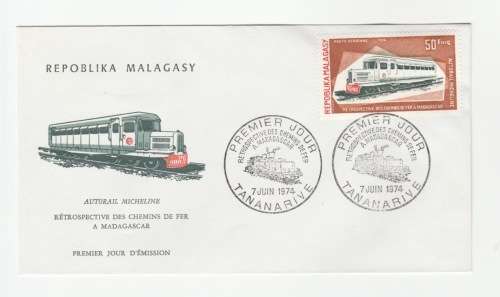 1974 Madagascar Premier Jour - Autorail FDC