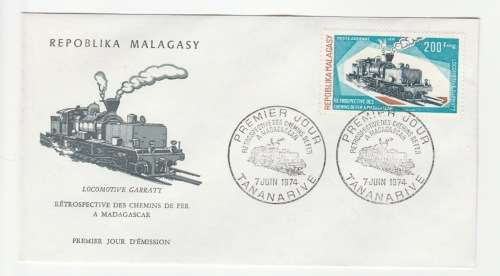 1974 Madagascar Premier Jour - Locomotive Garratt FDC