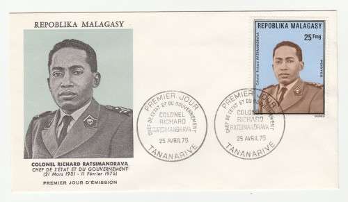 1975 Madagascar Premier Jour - Colonel Richard Ratsimandrava FDC