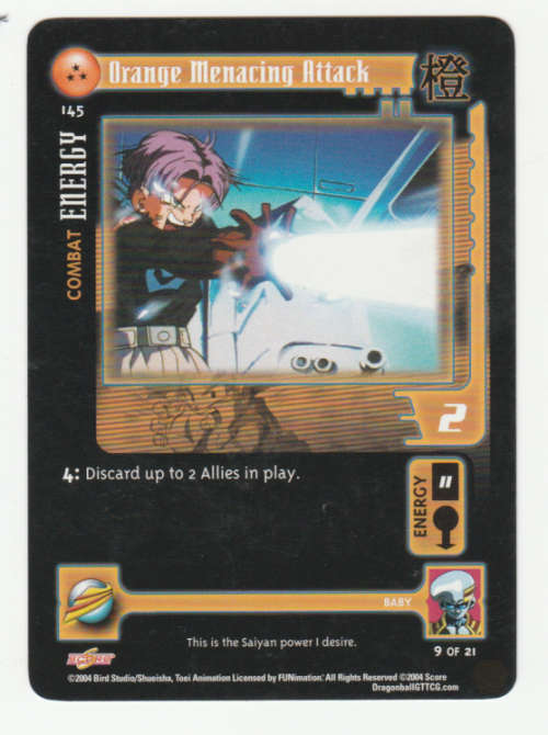 Dragon Ball GT - Baby - Orange Menacing Attack/ Combat Energy (9/21) Uncommon / Baby Saga